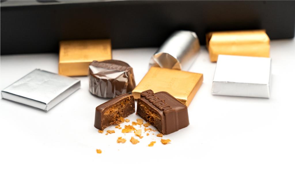 علبة شوكليت المميزة أسود وسط من بستاني