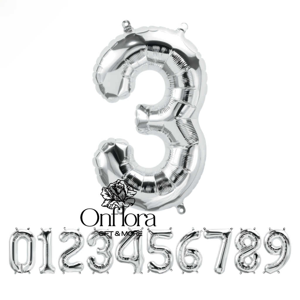 بالونات أرقام فضية 34  انش متوفر بعدة خيارات (بدون تعبئة, 0)