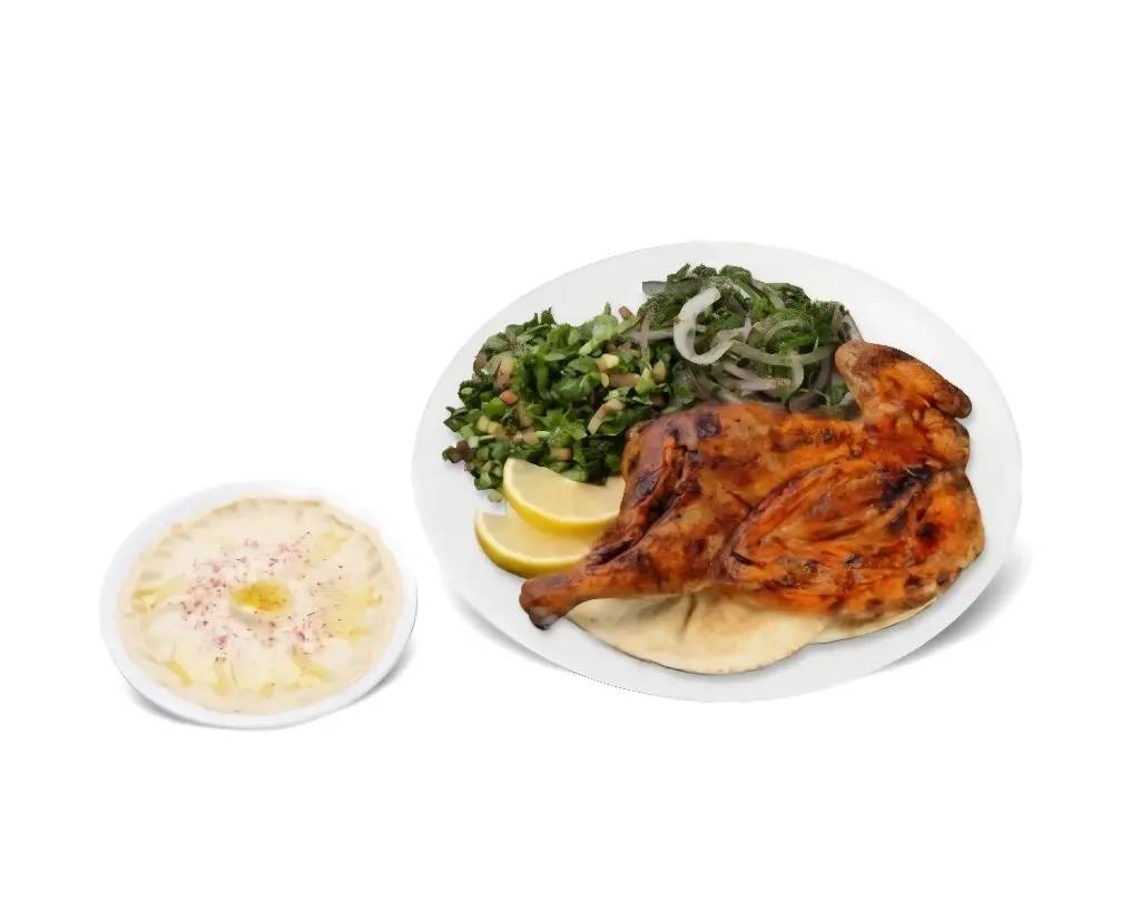 نصف حبة دجاج مشوي على الفحم سادة