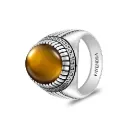 فايندرا

خاتم رجالي من الفضة الخالصة عيار 925 مطلي روديوم و اسود مرصع احجار عين النمر اصفر كابشون