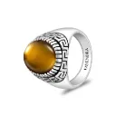 فايندرا

خاتم رجالي من الفضة الخالصة عيار 925 مطلي روديوم و اسود مرصع احجار عين النمر اصفر كابشون