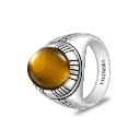 فايندرا

خاتم رجالي من الفضة الخالصة عيار 925 مطلي روديوم و اسود مرصع احجار عين النمر اصفر كابشون