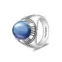 فايندرا

خاتم رجالي من الفضة الخالصة عيار 925 مطلي روديوم و اسود مرصع احجار كيانيت طبيعي كابشون