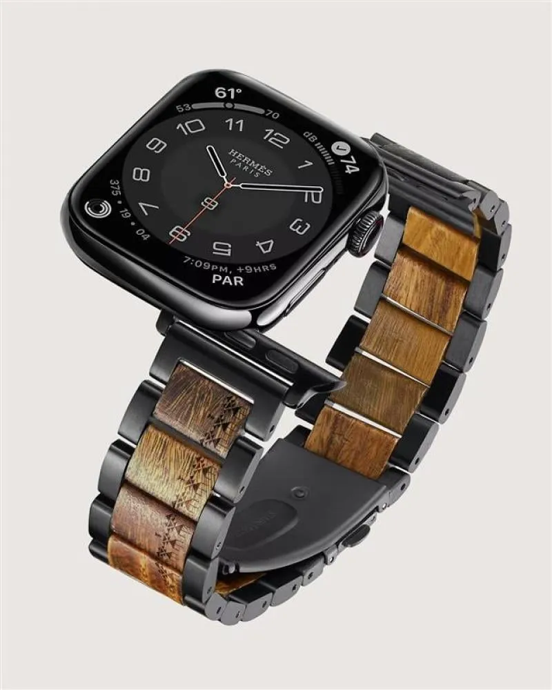 توفير سوار ساعة آبل من الستيل والخشب من زايروس خلال ساعه أو ربما أقل مناسب جداً لتقديمة كهديه (بدون تنسيق)