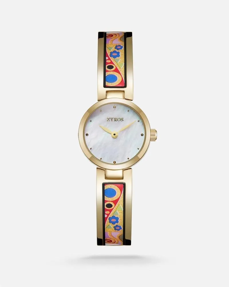 توفير ساعة آرت ميوز النسائية بلون ذهبي وميناء صدفي من زايروس خلال ساعه أو ربما أقل مناسب جداً لتقديمة كهديه