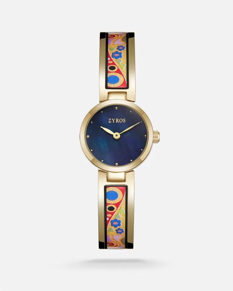 توفير ساعة آرت ميوز النسائية بلون ذهبي وميناء أسود من زايروس خلال ساعه أو ربما أقل مناسب جداً لتقديمة كهديه (بدون تنسيق)