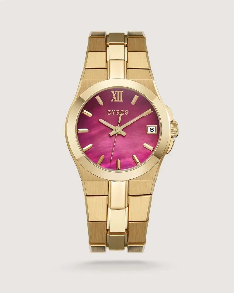توفير ساعة وتين النسائية بلون ذهبي من زايروس خلال ساعه أو ربما أقل مناسب جداً لتقديمة كهديه