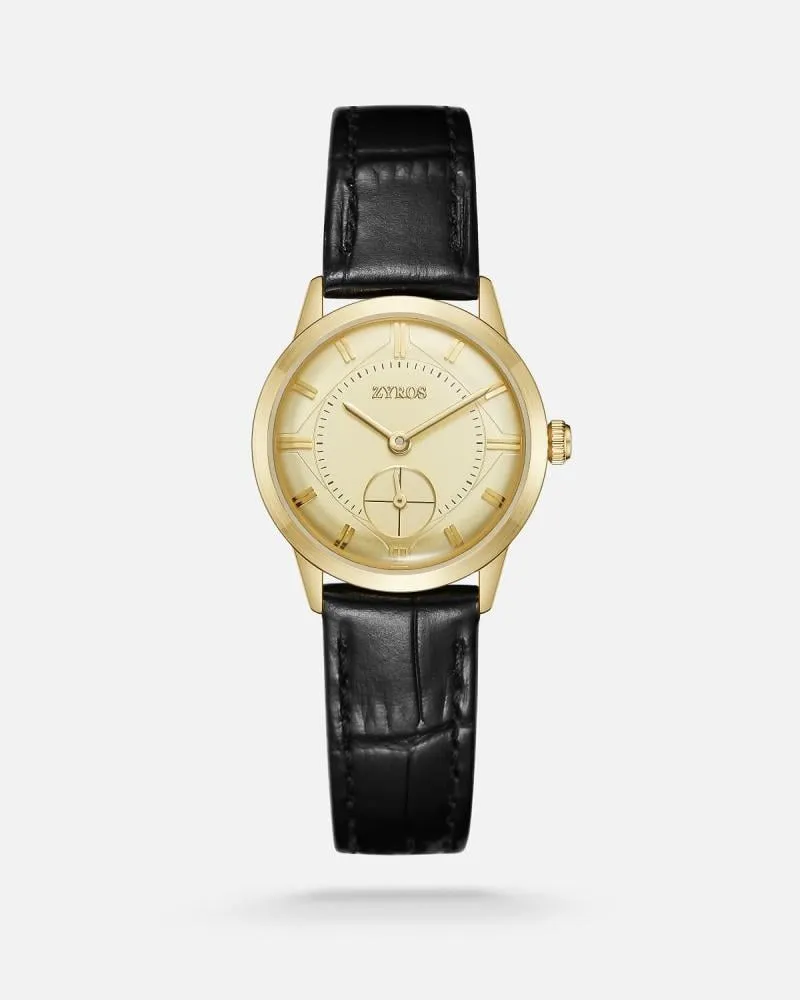 توفير ساعة عُمق النسائية كلاسيكية من الجلد بلون أسود من زايروس خلال ساعه أو ربما أقل مناسب جداً لتقديمة كهديه