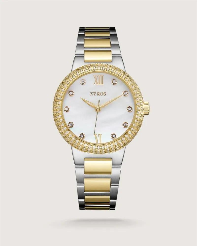 توفير ساعة قِصة النسائية ستيل بلون ذهبي وفضي من زايروس خلال ساعه أو ربما أقل مناسب جداً لتقديمة كهديه (بدون تنسيق)